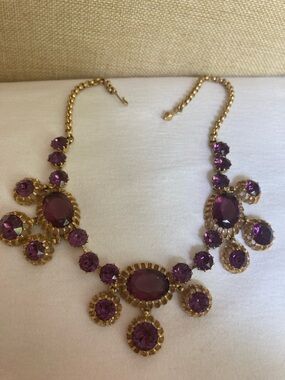 Schiaparelli Vintage Purple Jeweled collar Runway Necklace
